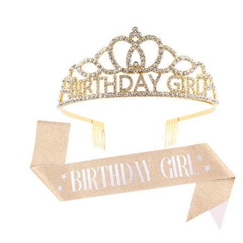 Dievčenská narodeninová koruna s ramenným popruhom — Ručne vyrobené; Prispôsobiteľné; Značka Hengzhou; Materiál: Tkanina