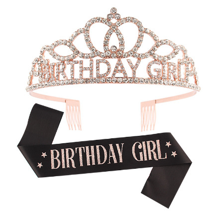 Dievčenská narodeninová koruna s ramenným popruhom — Ručne vyrobené; Prispôsobiteľné; Značka Hengzhou; Materiál: Tkanina