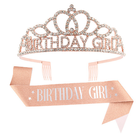 Dievčenská narodeninová koruna s ramenným popruhom — Ručne vyrobené; Prispôsobiteľné; Značka Hengzhou; Materiál: Tkanina