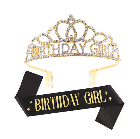 Dievčenská narodeninová koruna s ramenným popruhom — Ručne vyrobené; Prispôsobiteľné; Značka Hengzhou; Materiál: Tkanina