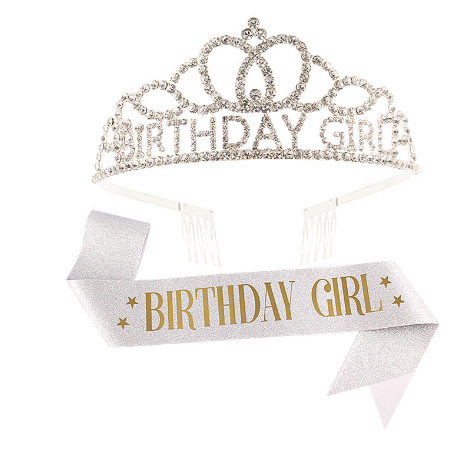 Dievčenská narodeninová koruna s ramenným popruhom — Ručne vyrobené; Prispôsobiteľné; Značka Hengzhou; Materiál: Tkanina