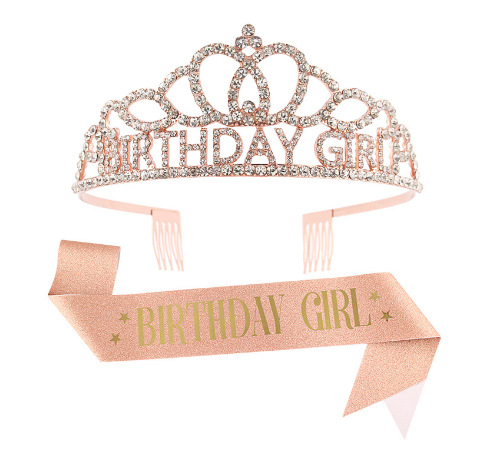 Dievčenská narodeninová koruna s ramenným popruhom — Ručne vyrobené; Prispôsobiteľné; Značka Hengzhou; Materiál: Tkanina