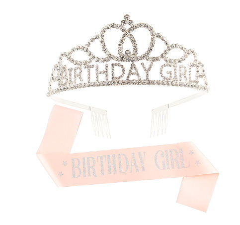 Dievčenská narodeninová koruna s ramenným popruhom — Ručne vyrobené; Prispôsobiteľné; Značka Hengzhou; Materiál: Tkanina