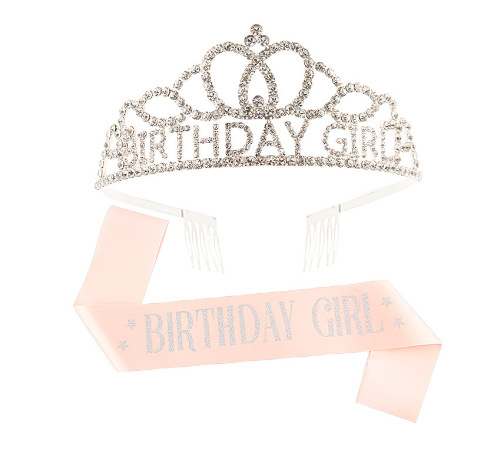 Dievčenská narodeninová koruna s ramenným popruhom — Ručne vyrobené; Prispôsobiteľné; Značka Hengzhou; Materiál: Tkanina