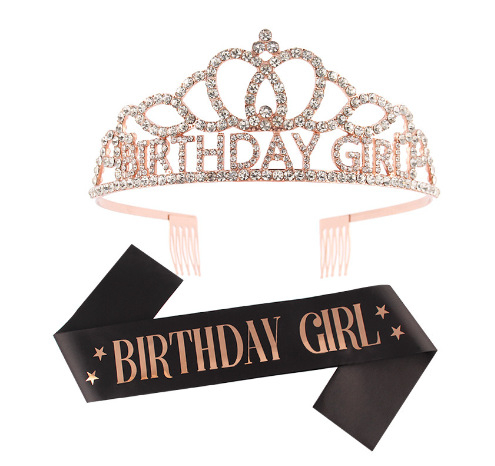 Dievčenská narodeninová koruna s ramenným popruhom — Ručne vyrobené; Prispôsobiteľné; Značka Hengzhou; Materiál: Tkanina