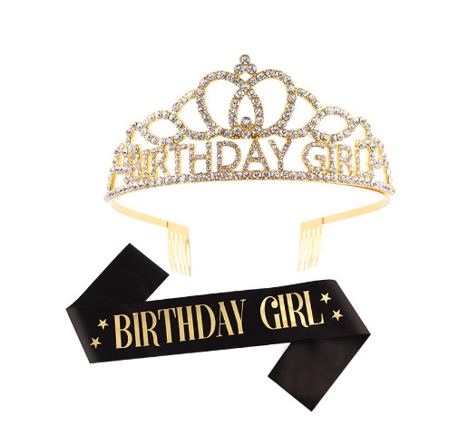 Dievčenská narodeninová koruna s ramenným popruhom — Ručne vyrobené; Prispôsobiteľné; Značka Hengzhou; Materiál: Tkanina