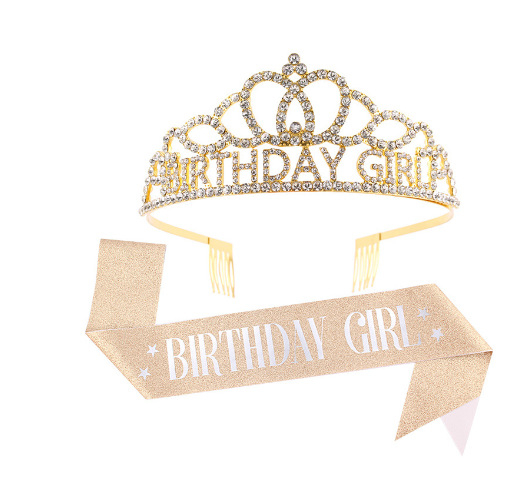 Dievčenská narodeninová koruna s ramenným popruhom — Ručne vyrobené; Prispôsobiteľné; Značka Hengzhou; Materiál: Tkanina