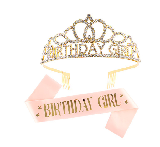 Dievčenská narodeninová koruna s ramenným popruhom — Ručne vyrobené; Prispôsobiteľné; Značka Hengzhou; Materiál: Tkanina