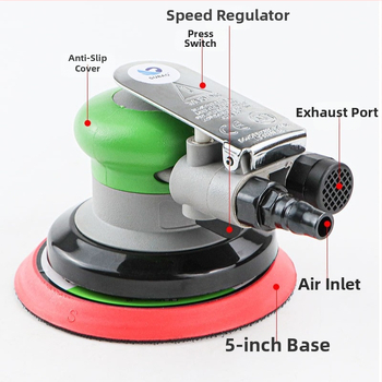 Speed leopard pneumatický excentrický brúsič-polír na leštenie auta s prachovým vývodom