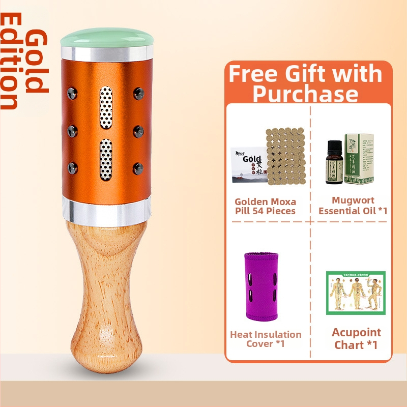 Prenosná masážna tyč / masážny kladivo – zariadenie z jadeitu+kov+drevo, Yu xi tang, 300 g, pre fitness a krásu