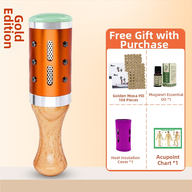 Prenosná masážna tyč / masážny kladivo – zariadenie z jadeitu+kov+drevo, Yu xi tang, 300 g, pre fitness a krásu