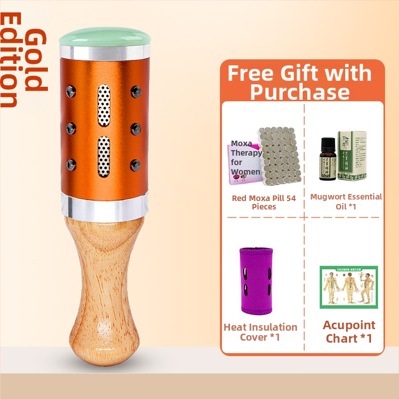 Prenosná masážna tyč / masážny kladivo – zariadenie z jadeitu+kov+drevo, Yu xi tang, 300 g, pre fitness a krásu