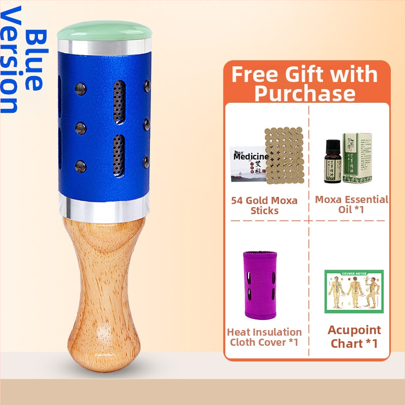 Prenosná masážna tyč / masážny kladivo – zariadenie z jadeitu+kov+drevo, Yu xi tang, 300 g, pre fitness a krásu