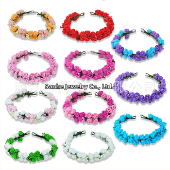 Ručne vyrobená diadéma s PE kvetmi – kórejský štýl, svieži a sladký, pre ženy