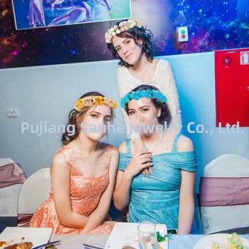 Ručne vyrobená diadéma s PE kvetmi – kórejský štýl, svieži a sladký, pre ženy