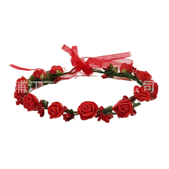 Ručne vyrobená diadéma s PE kvetmi – kórejský štýl, svieži a sladký, pre ženy