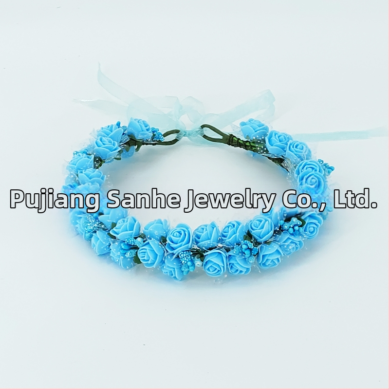 Ručne vyrobená diadéma s PE kvetmi – kórejský štýl, svieži a sladký, pre ženy