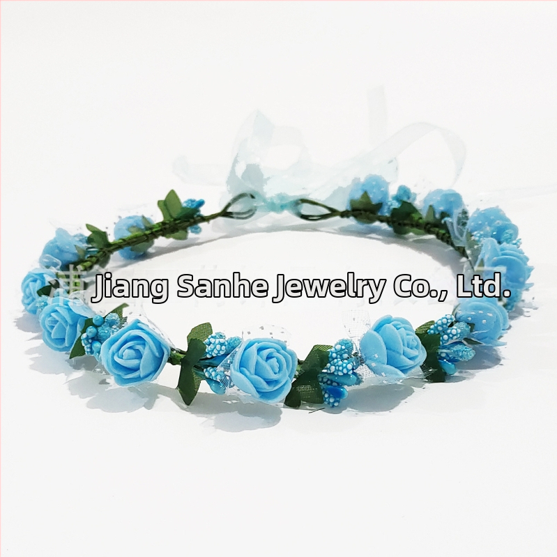 Ručne vyrobená diadéma s PE kvetmi – kórejský štýl, svieži a sladký, pre ženy