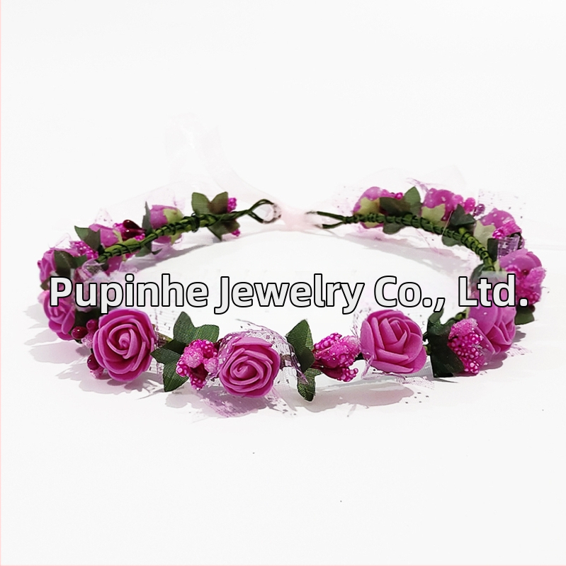 Ručne vyrobená diadéma s PE kvetmi – kórejský štýl, svieži a sladký, pre ženy