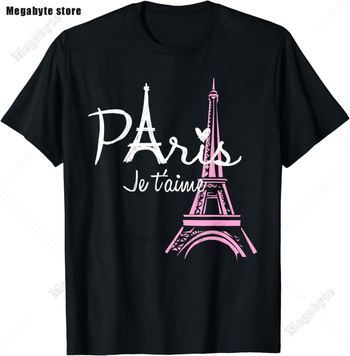 Eiffel Tower Paris T-särk - Laisva lõikega, ümmarguse kaelusega, lühikeste varrukatega, trükk logoga, 91-95% puuvill