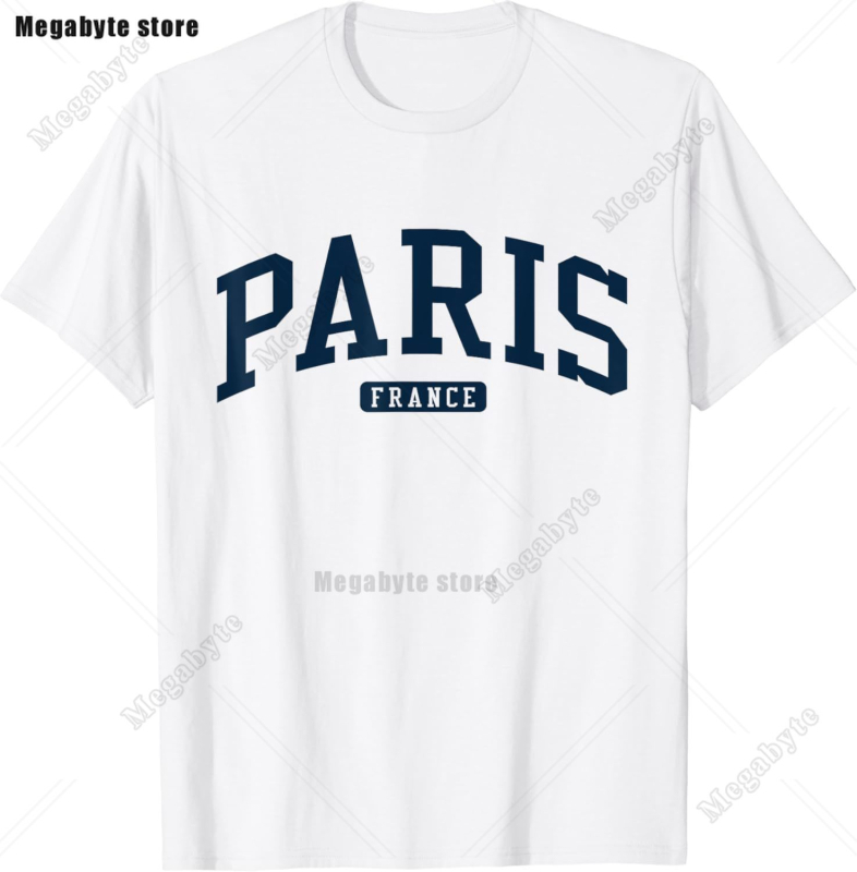 Eiffel Tower Paris T-särk - Laisva lõikega, ümmarguse kaelusega, lühikeste varrukatega, trükk logoga, 91-95% puuvill