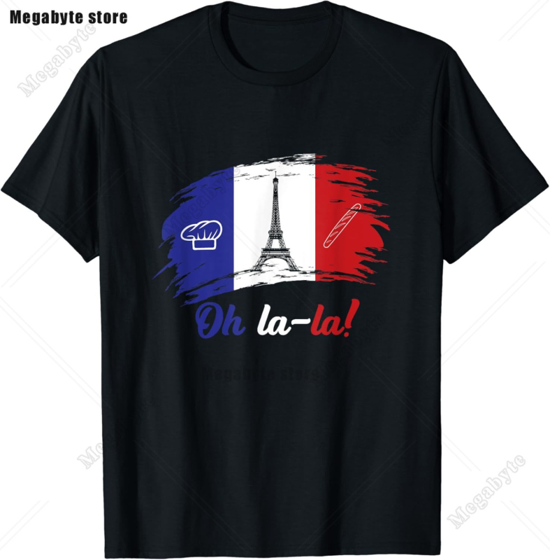 Eiffel Tower Paris T-särk - Laisva lõikega, ümmarguse kaelusega, lühikeste varrukatega, trükk logoga, 91-95% puuvill