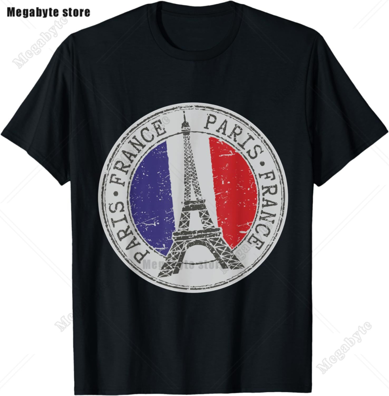 Eiffel Tower Paris T-särk - Laisva lõikega, ümmarguse kaelusega, lühikeste varrukatega, trükk logoga, 91-95% puuvill