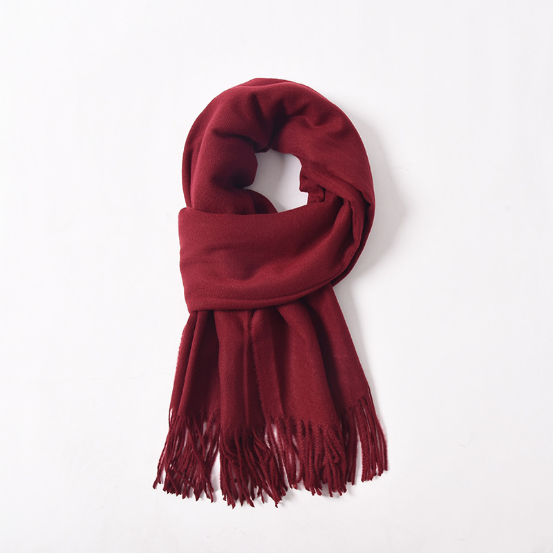 Șal din cașmire artificial, cu ciucuri, tricot twill, pentru iarnă, poliester