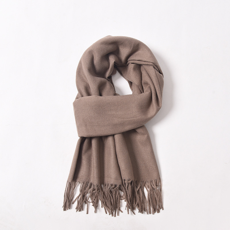 Șal din cașmire artificial, cu ciucuri, tricot twill, pentru iarnă, poliester