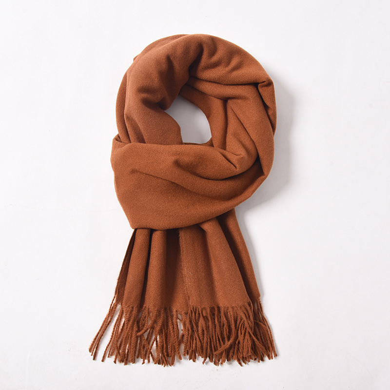 Șal din cașmire artificial, cu ciucuri, tricot twill, pentru iarnă, poliester