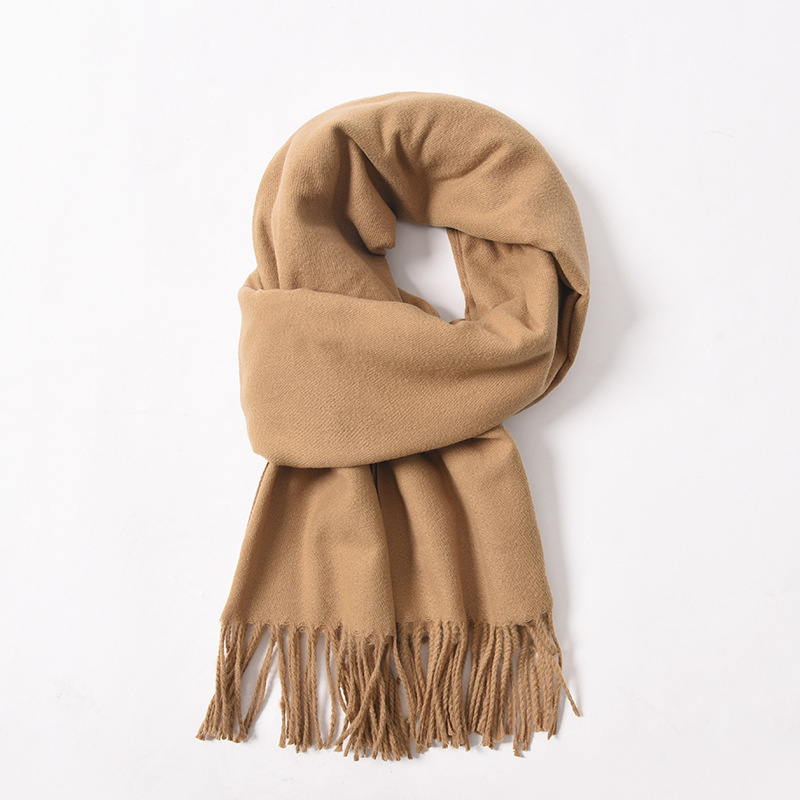 Șal din cașmire artificial, cu ciucuri, tricot twill, pentru iarnă, poliester