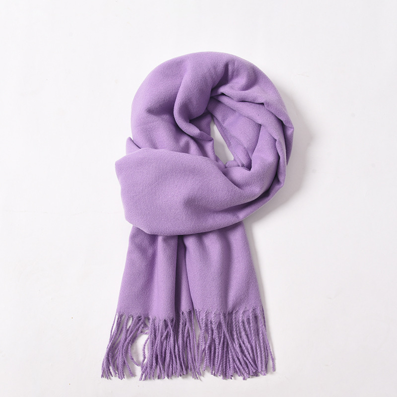 Șal din cașmire artificial, cu ciucuri, tricot twill, pentru iarnă, poliester