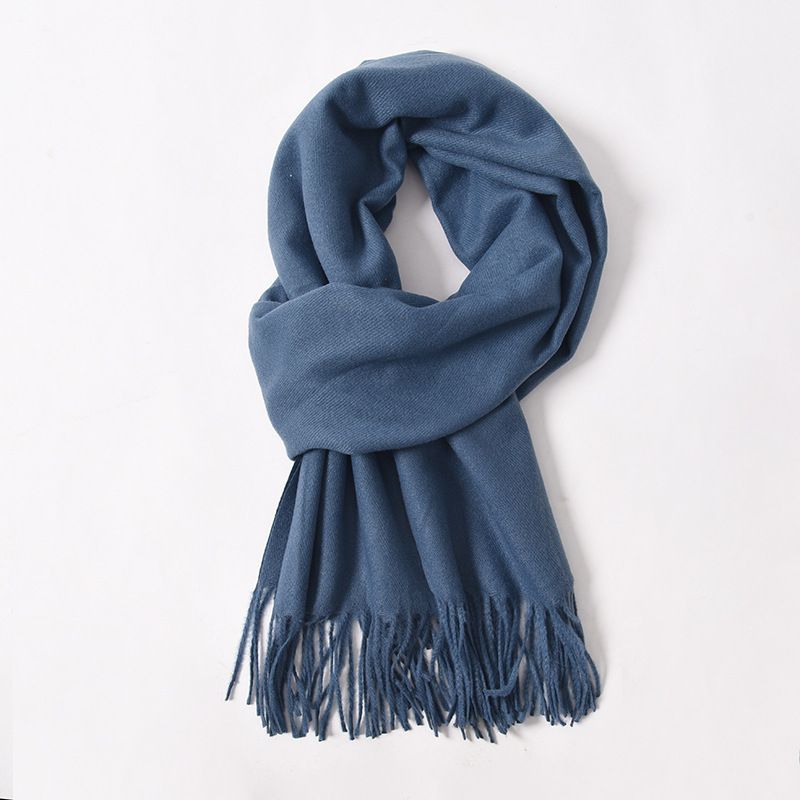 Șal din cașmire artificial, cu ciucuri, tricot twill, pentru iarnă, poliester