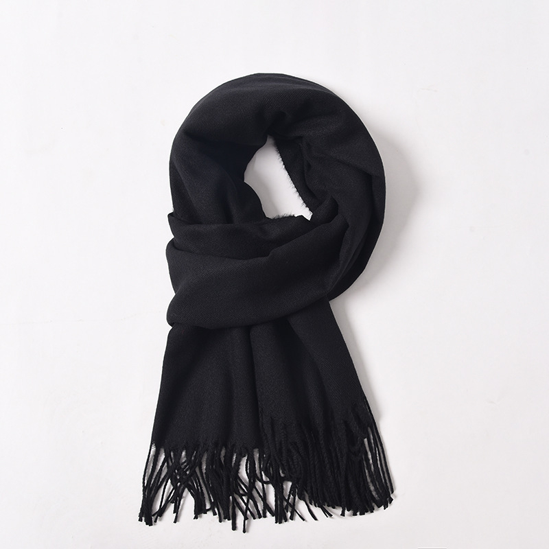 Șal din cașmire artificial, cu ciucuri, tricot twill, pentru iarnă, poliester