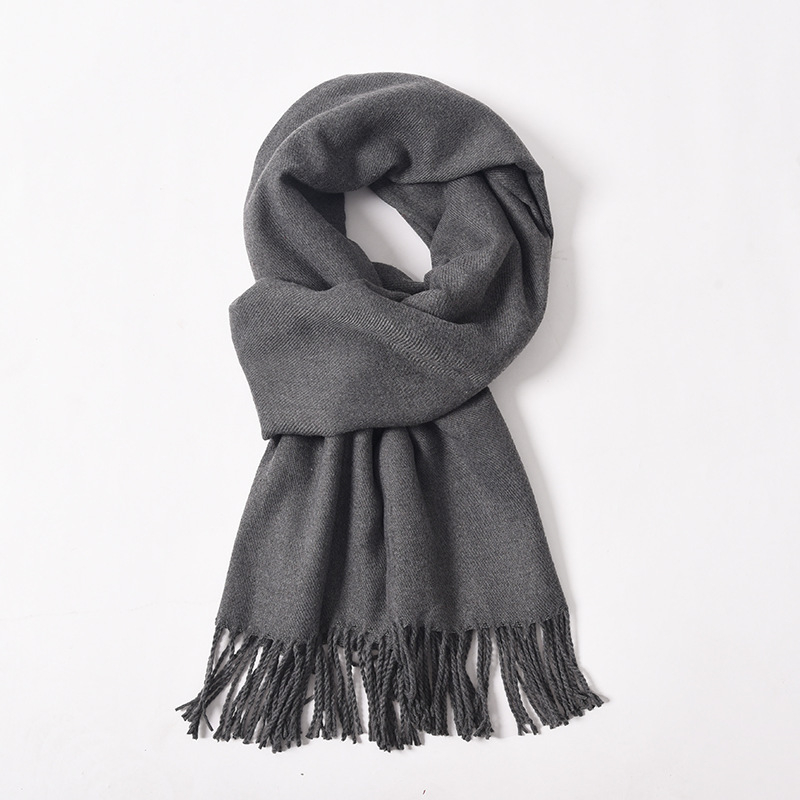 Șal din cașmire artificial, cu ciucuri, tricot twill, pentru iarnă, poliester