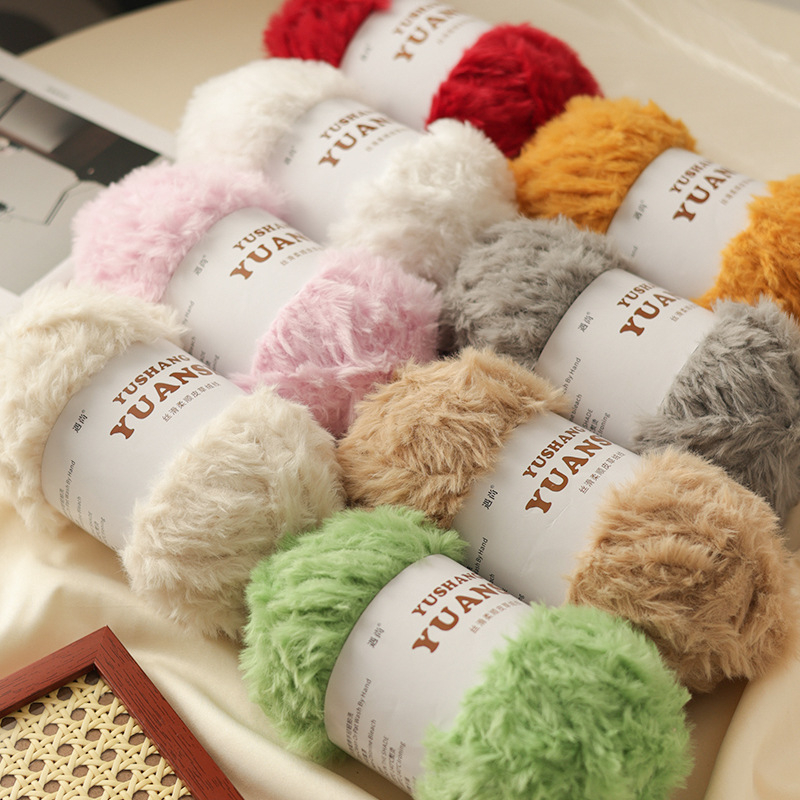 Faux fur velvet priadza na pletenie, Siro spinning, tvar priadze: zhluk, 100 g