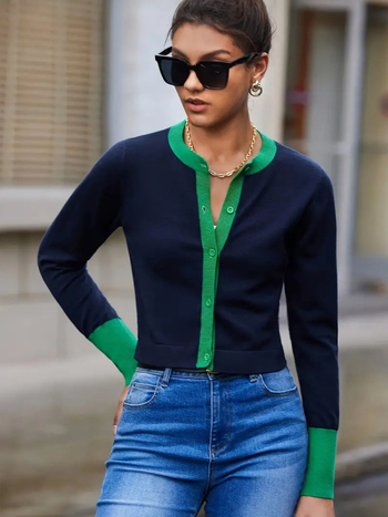 Naiste kardigan, slim fit, V-kaelus, pikad varrukad, lühike lõige, polüester