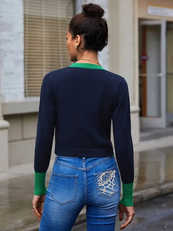 Naiste kardigan, slim fit, V-kaelus, pikad varrukad, lühike lõige, polüester