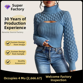 Naiste akrüülist kootud džemper koos rever-kaelusega, laterna varrukatega, ühevärviline muster, vaba lõige