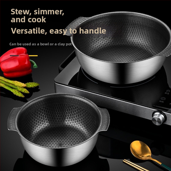 Nerezová miska na polievku zo série 400, objem 1,1–2 L, nepriľnavý povrch, sklenený pokrievka, vhodná pre všetky varné dosky