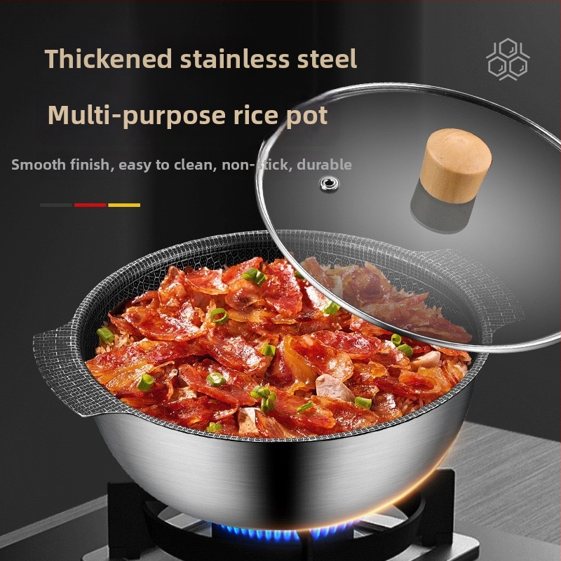 Nerezová miska na polievku zo série 400, objem 1,1–2 L, nepriľnavý povrch, sklenený pokrievka, vhodná pre všetky varné dosky