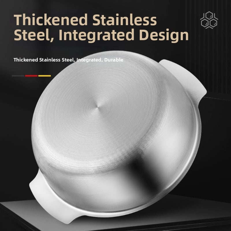 Nerūdijančio plieno sriubų puodas, 400 serija, talpa 1.1–2 L, nelimpančio paviršiaus, stiklinis dangtelis, tinkamas visoms viryklėms