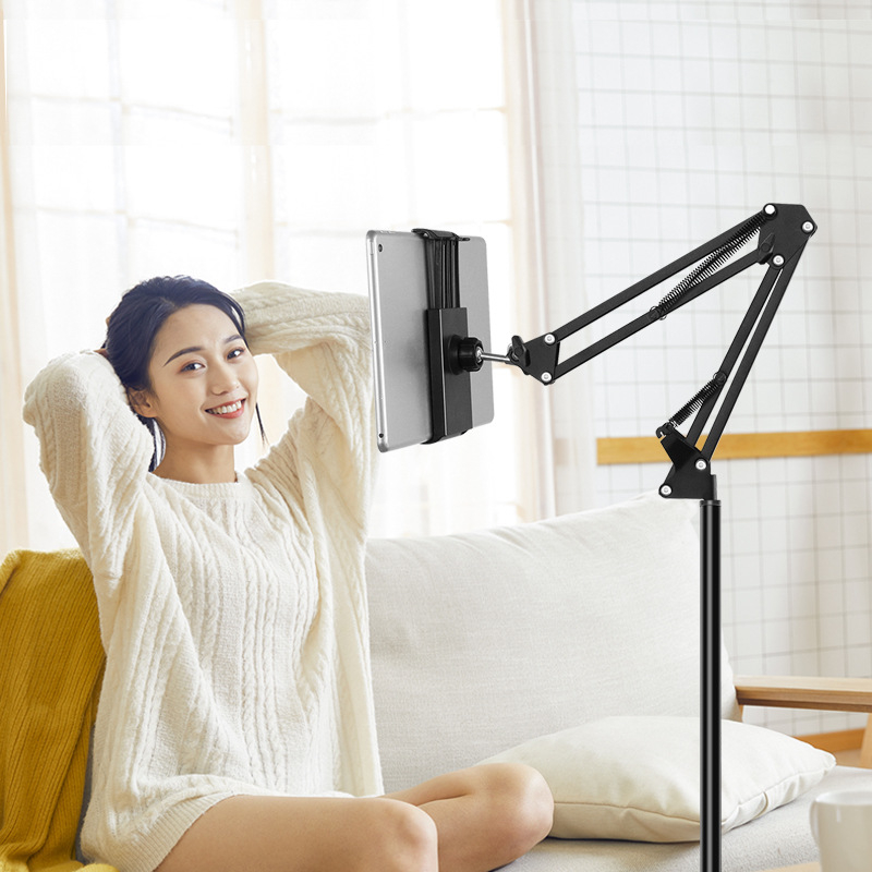 Planšetdatora grīdas statīvs ar smagu pamatni, regulējams leņķis, lietošanai gultā, modelis 201