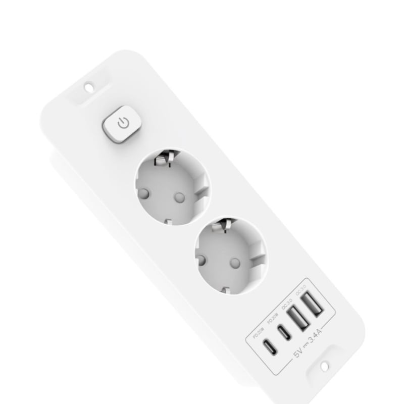 X2 rozvádzacia zásuvka s ochranou Type-C pre nabíjanie, 16A, 100–250V, meďové kontakty, CE certifikát