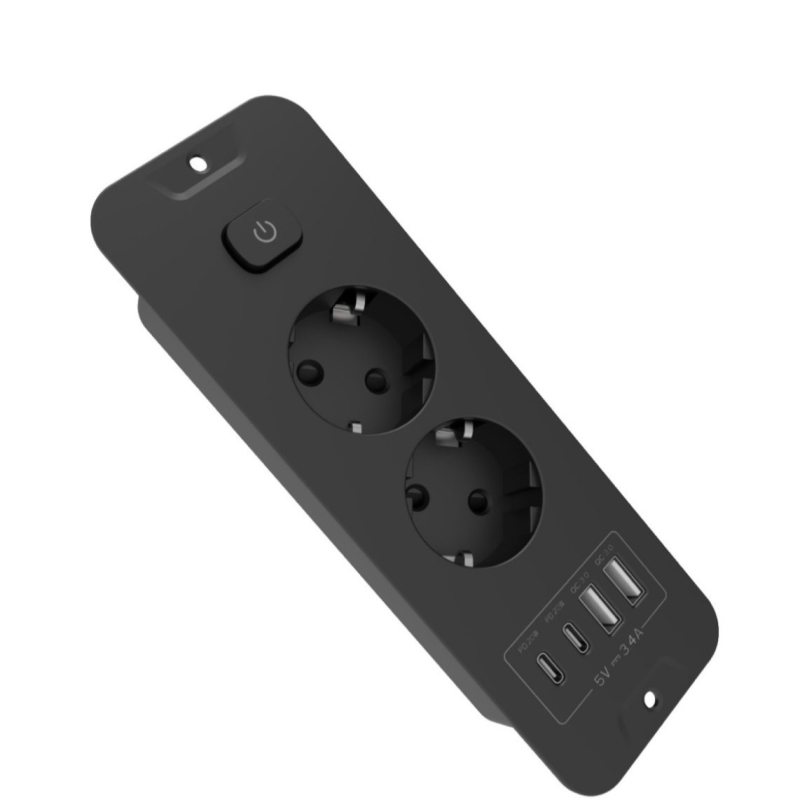 X2 rozvádzacia zásuvka s ochranou Type-C pre nabíjanie, 16A, 100–250V, meďové kontakty, CE certifikát