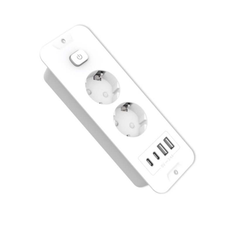 X2 rozvádzacia zásuvka s ochranou Type-C pre nabíjanie, 16A, 100–250V, meďové kontakty, CE certifikát