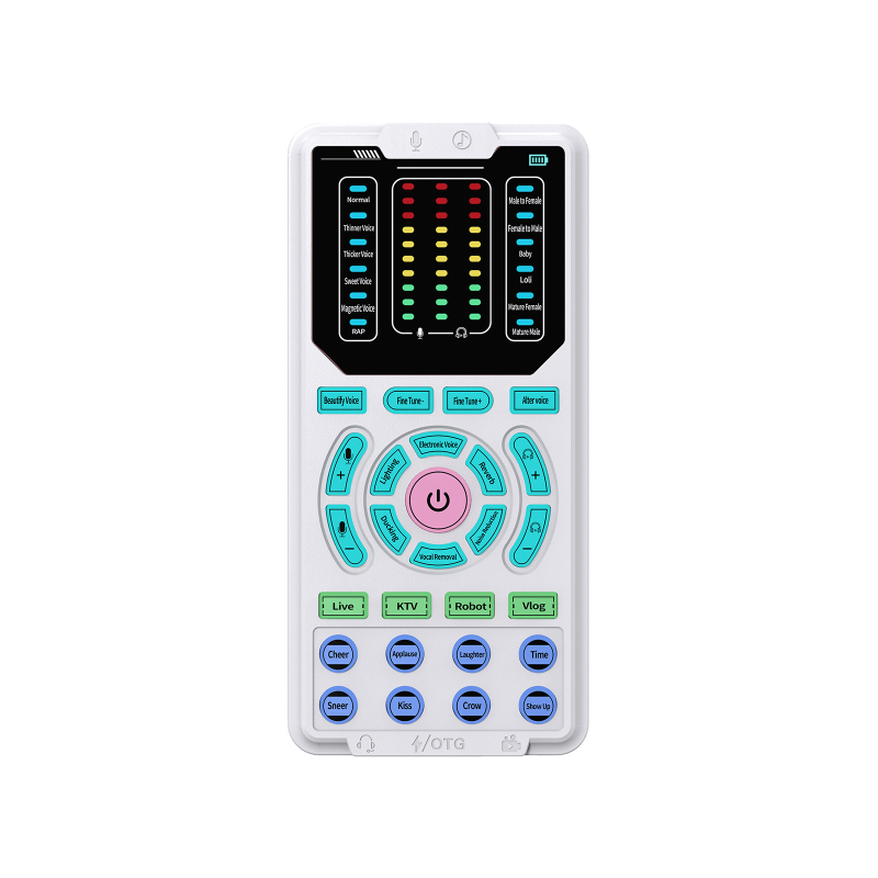 Zmenenec hlasu s mikrofónom pre živé vysielanie, Model S100, Vstavaná batéria 300-500 mAh, Rozsah frekvencií 60 Hz-15 kHz, SNR ≥75 dB, Výdrž batérie 3-6 h