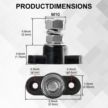 BOMAN BM-BAA1 bussbar-terminal, kahekruviline, M8/M10, 12-48V