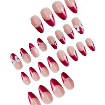 24-osaline kunstküünte komplekt mandlikujulise kujuga, pärlpael, prantsuse stiil, Zhejiang päritolu