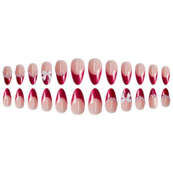 24-osaline kunstküünte komplekt mandlikujulise kujuga, pärlpael, prantsuse stiil, Zhejiang päritolu